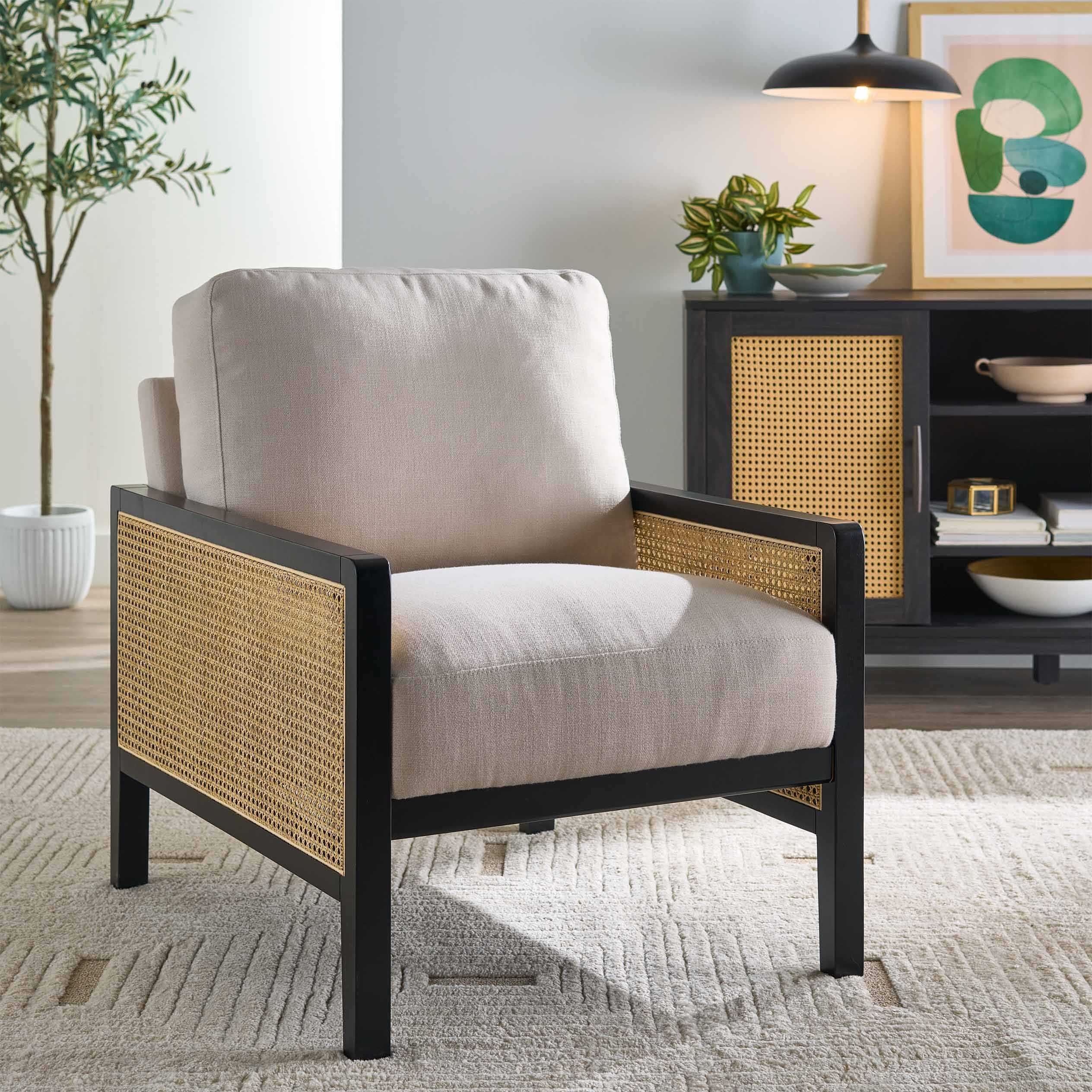 Better Homes & Gardens Springwood Caning Accent Chair, Charcoal Finish | Walmart (US)