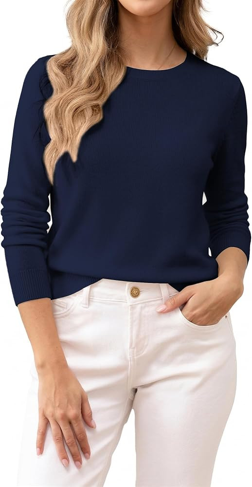 Women's 100% Cotton Sweaters Long Sleeve Lightweight Knit Solid Soft Pullover Tops | Amazon (CA)