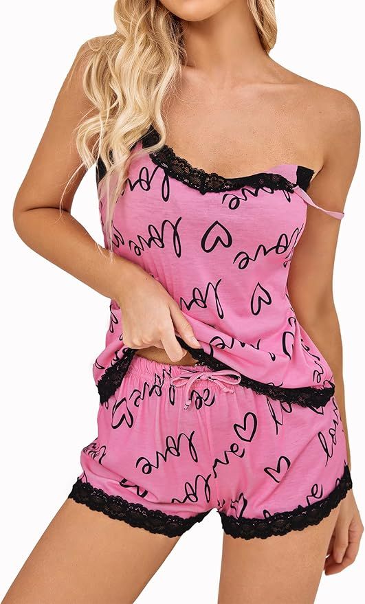 Avidlove Women Cami Pajama Set Modal Sleepwear Lace Trim Short PJ Set with Shorts | Amazon (US)