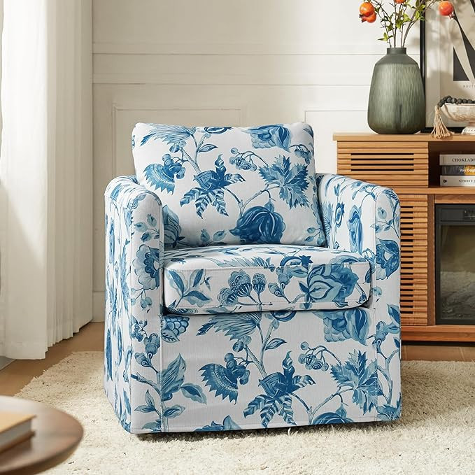 HULALA HOME Swivel Accent Chair with Removable Cover, Upholstered 360-degree Swivel Barrel Chair ... | Amazon (US)