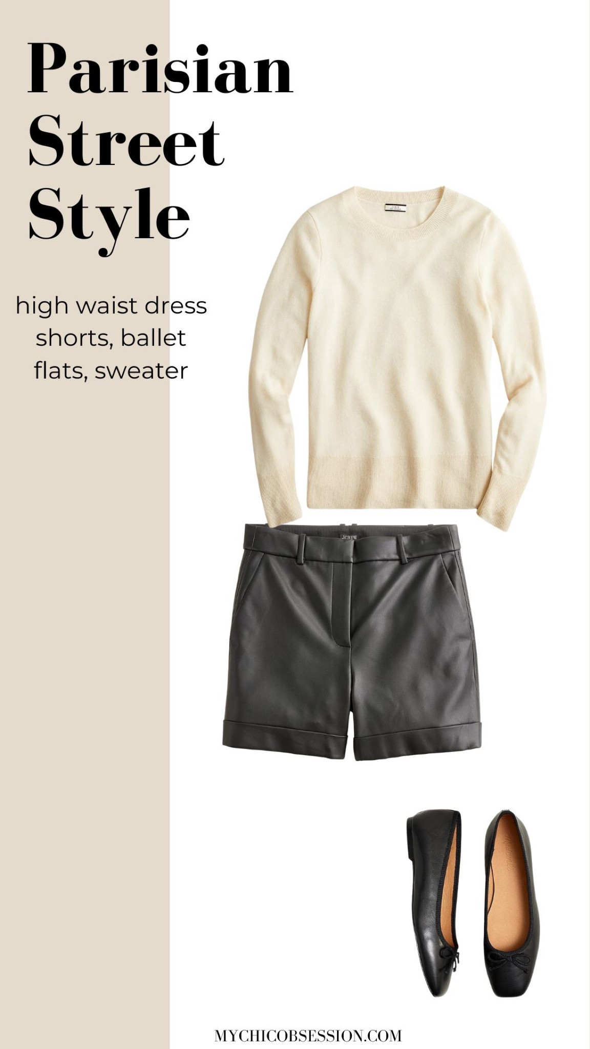 We didn’t see too many shorts in Parisian street style, but when we did they were typically in a dress shorts style, like these leather high waisted ones. Pair them with a knit sweater and ballet flats for a chic, effortless look.

#LTKSeasonal #LTKstyletip