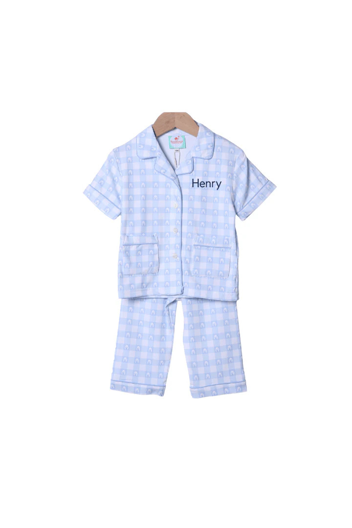 Blue Gingham Easter Lounge Set | The Smocked Flamingo