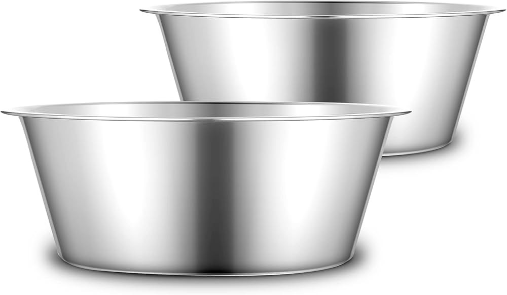 1.1 Gallon Extra Large Dog Bowls, 2 Pack, XL Stainless Steel Dog Water Bowls for XLarge Dogs, Pol... | Amazon (US)
