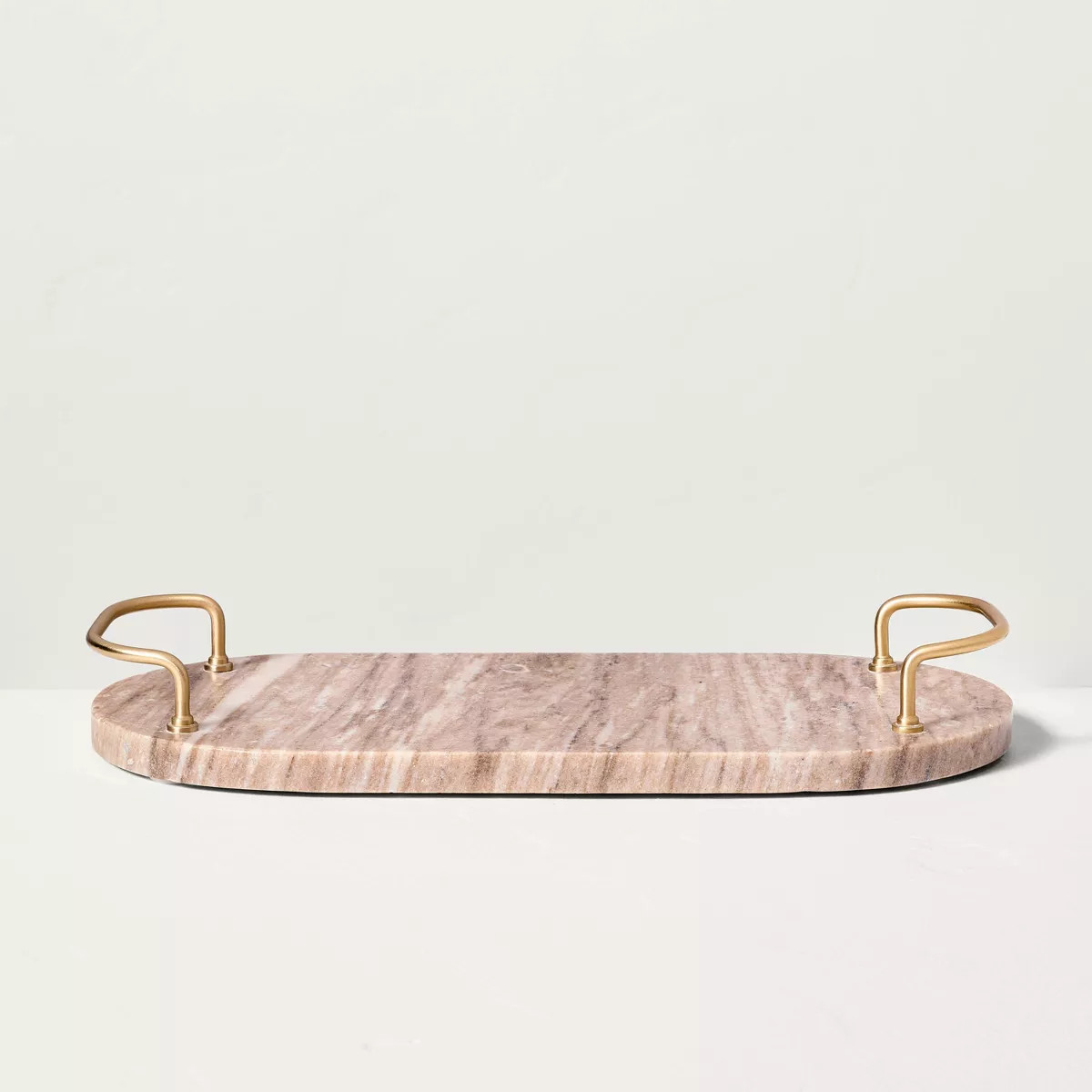 7" Marble Serving Tray with Brass Handles Warm Beige - Hearth & Hand™ with Magnolia | Target