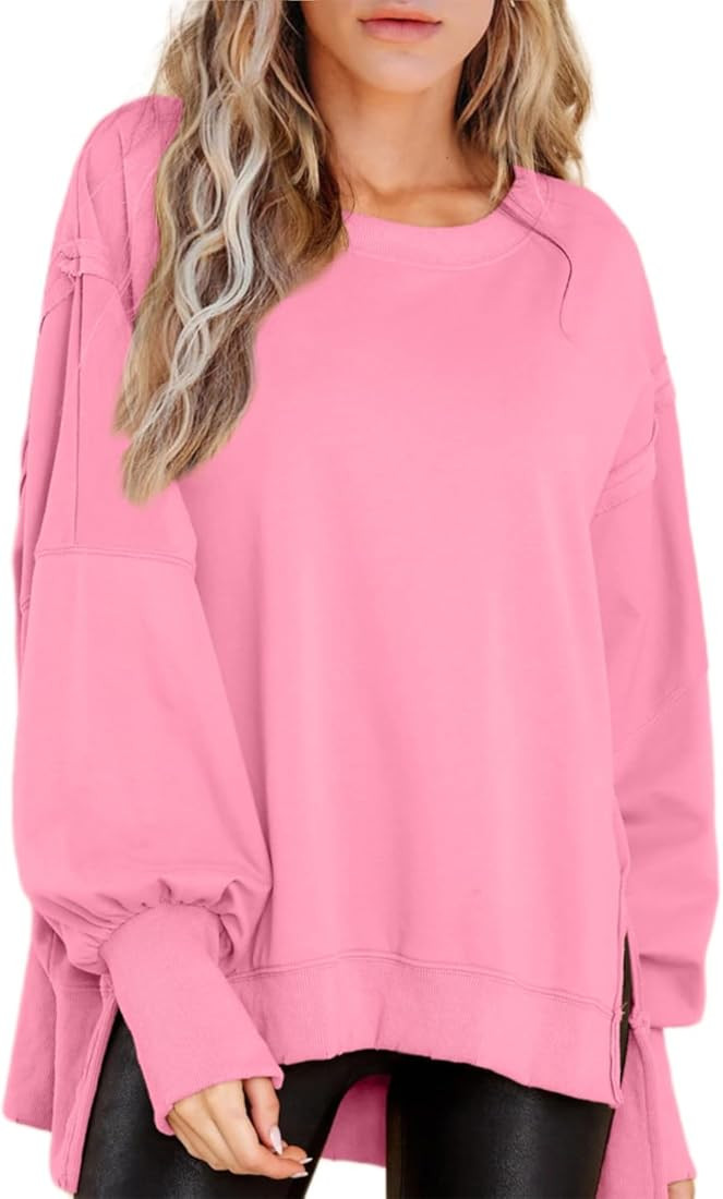 BWQ Womens Oversized Sweatshirt Crewneck Long Sleeve Shirts Pullover Sweatshirts S-2XL | Amazon (US)