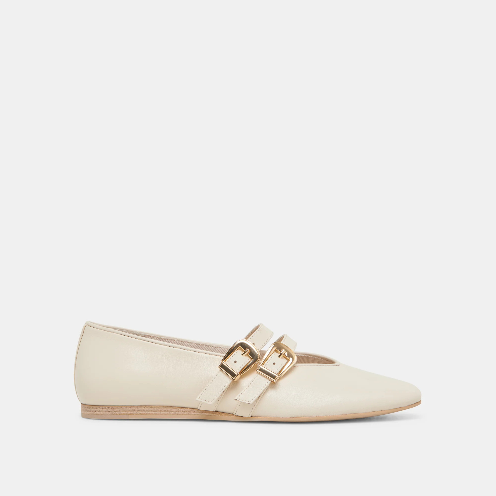 Baylee Ballet Flats Ivory Leather | DolceVita.com