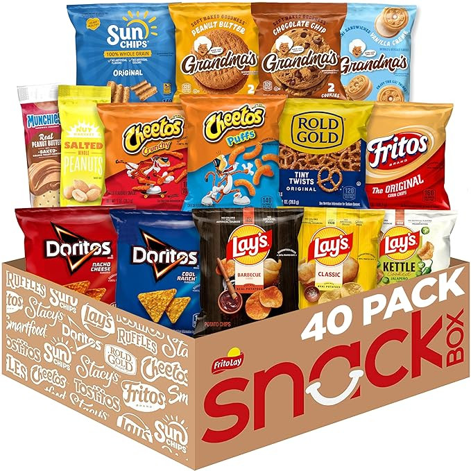 Frito-Lay Ultimate Classic Snacks Package, Variety Assortment of Chips, Cookies, Crackers, & Nuts... | Amazon (US)