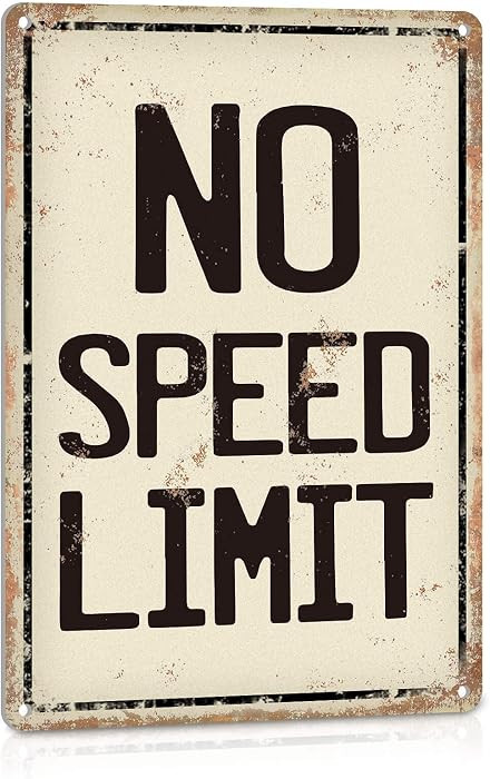 No Speed Limit Metal Signs Vintage, Funny Wall Art for Man Cave, Garage, Teen Boys Bedroom, Race ... | Amazon (US)