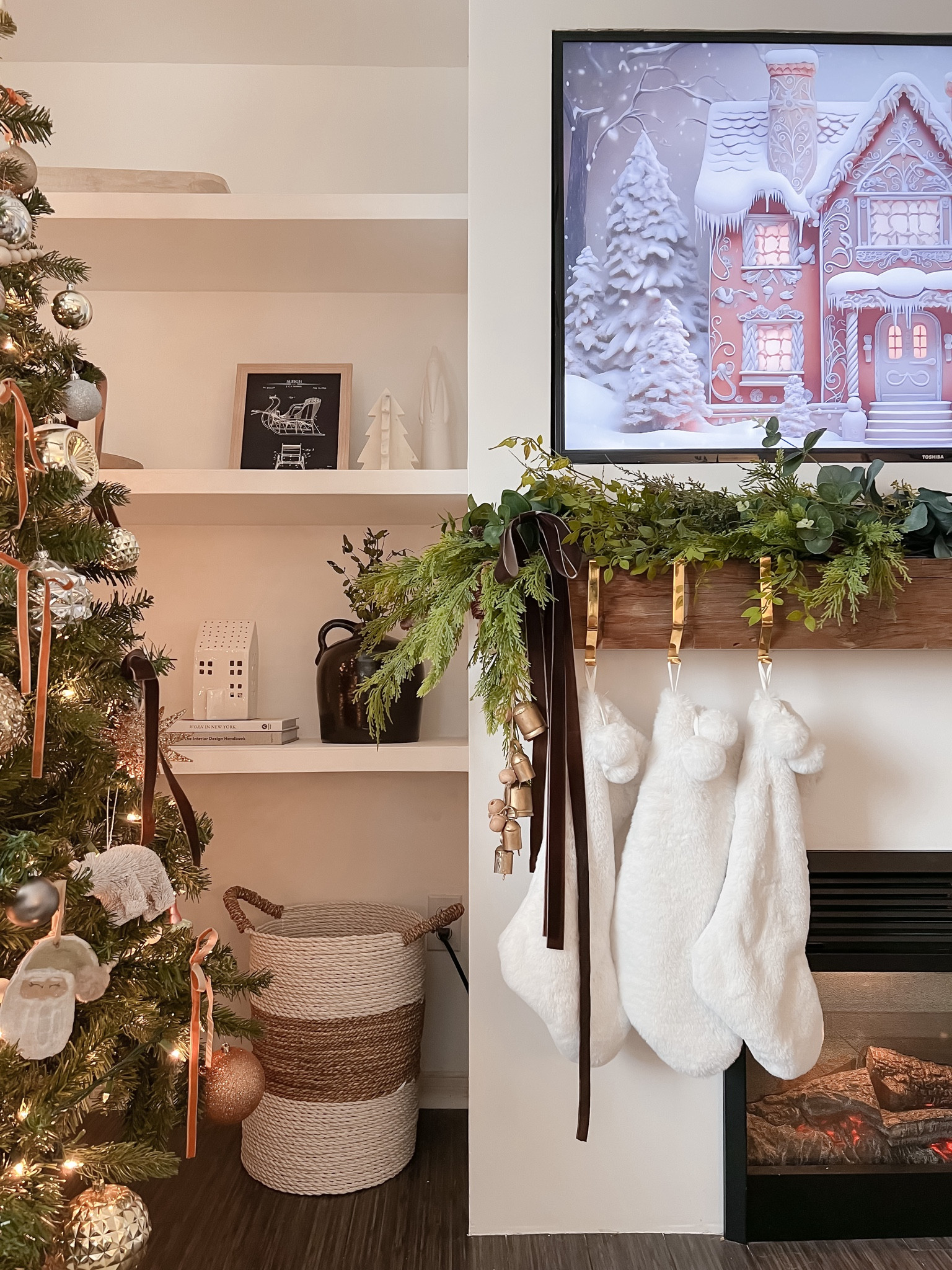 Christmas decor, Christmas decorating, holiday decor, mantle decor, garland, velvet ribbon, faux garland

#LTKHoliday #LTKhome #LTKSeasonal