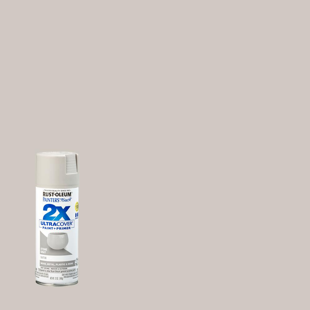 Rust-Oleum Painter's Touch 2X 12 oz. Satin Stone Gray General Purpose Spray Paint-334086 - The Ho... | The Home Depot