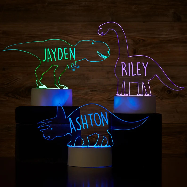 Dinosaur Personalized LED Sign, Gifts for Kids, Kid Home Decor, Night Light for Kids | Etsy (US)