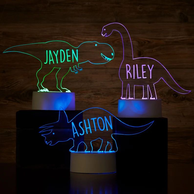 Dinosaur Personalized LED Sign, Gifts for Kids, Kid Home Decor, Night Light for Kids | Etsy (US)