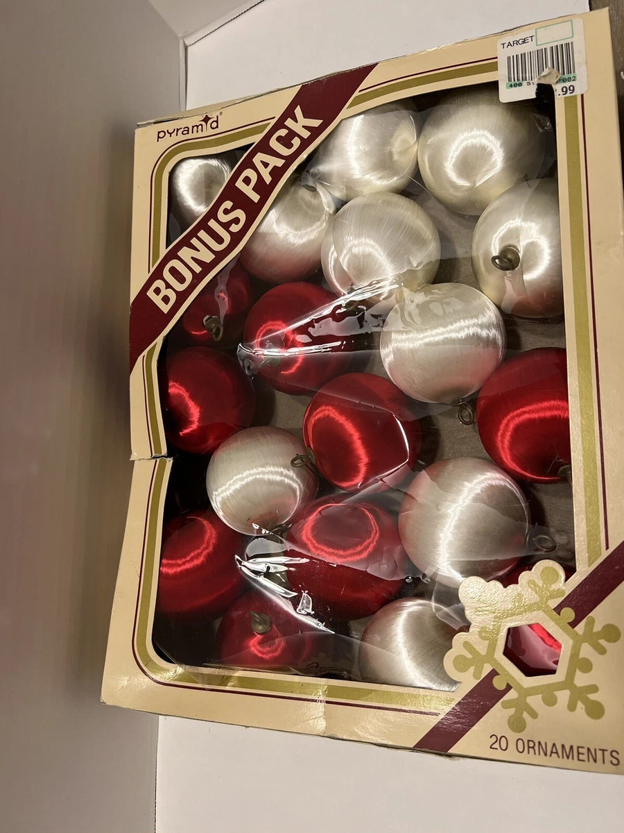 19 Satin/Sheen/Silk Christmas Ornament Balls-Pyramid Red/White VTG MCM Pushpin | eBay US