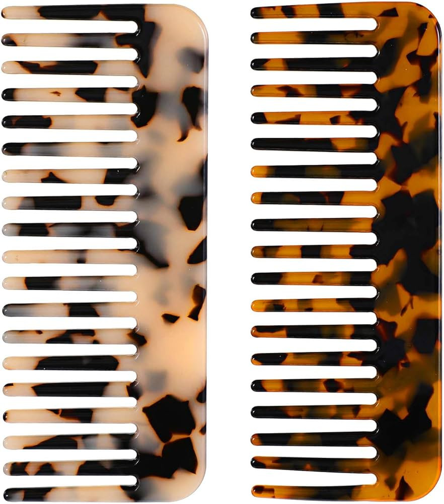 Mabor 2 Pack Wide Tooth Comb, 4.65 Inch Acetate Hair Detangling Leopard Pocket Comb for Women Thi... | Amazon (UK)