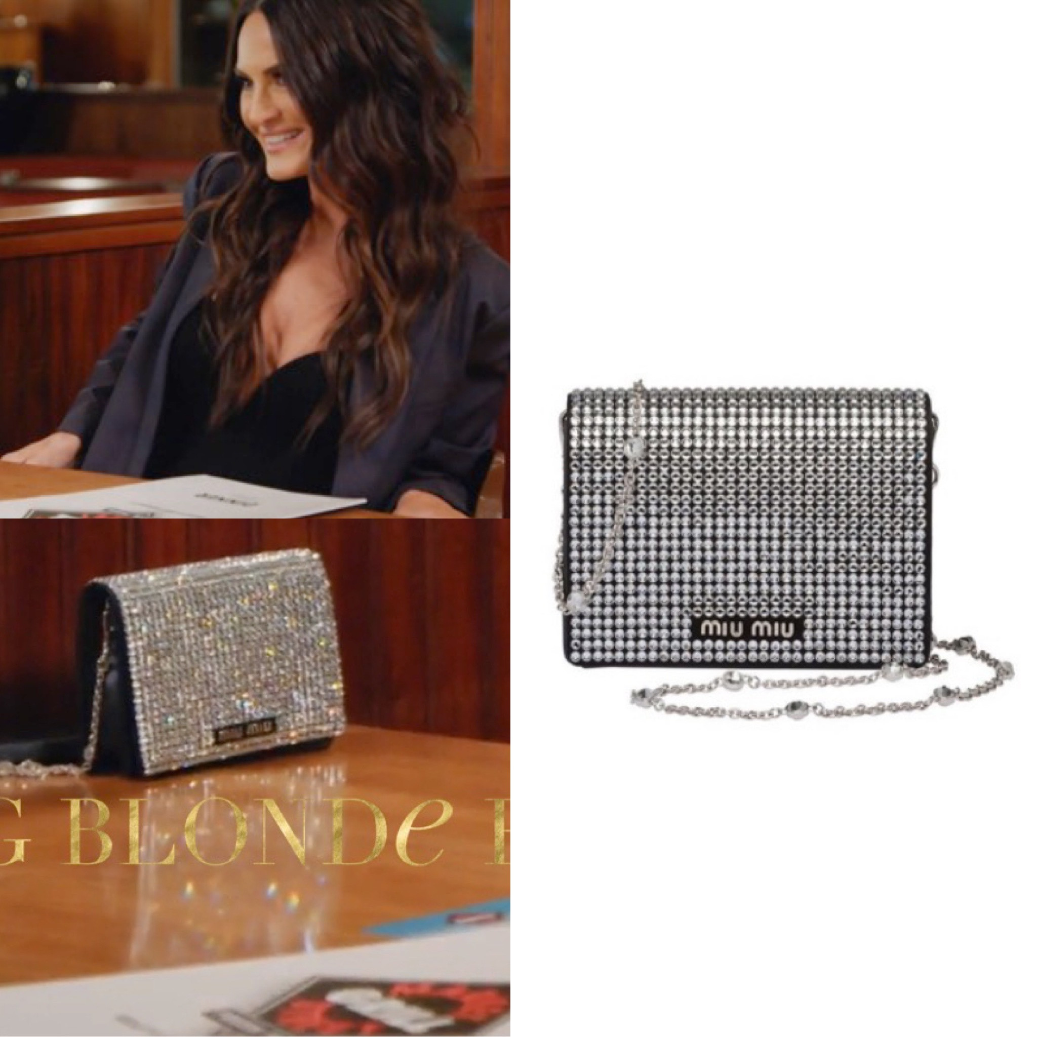 Stud Finder // Lisa Barlow's Crystal Studded Bag is by Miu Miu // Shop Similar Styles With The Link In Our Bio #RHOSLC #LisaBarlow 