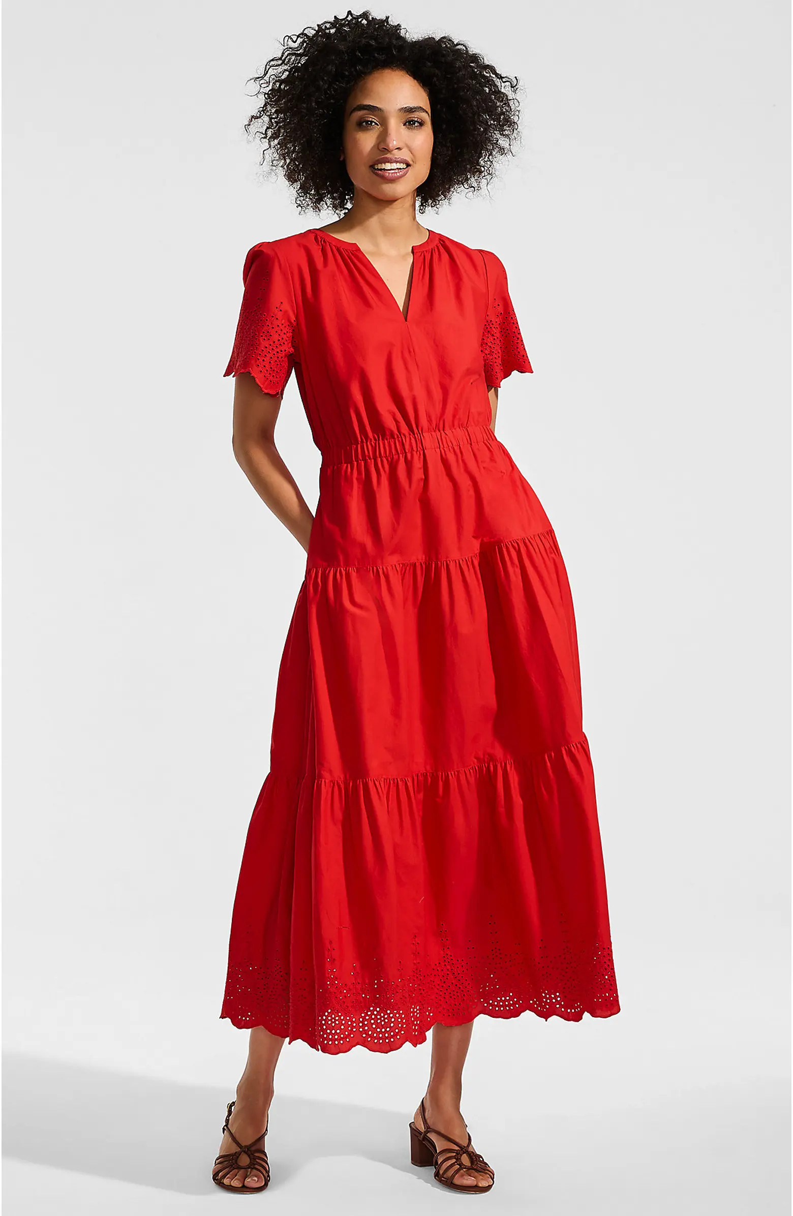 Tiered Cotton Poplin Eyelet Maxi Dress | Nordstrom