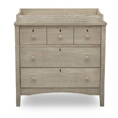 Delta Children Farmhouse 3 Drawer Dresser with Changing Top and Interlocking Drawers - Textured L... | Target