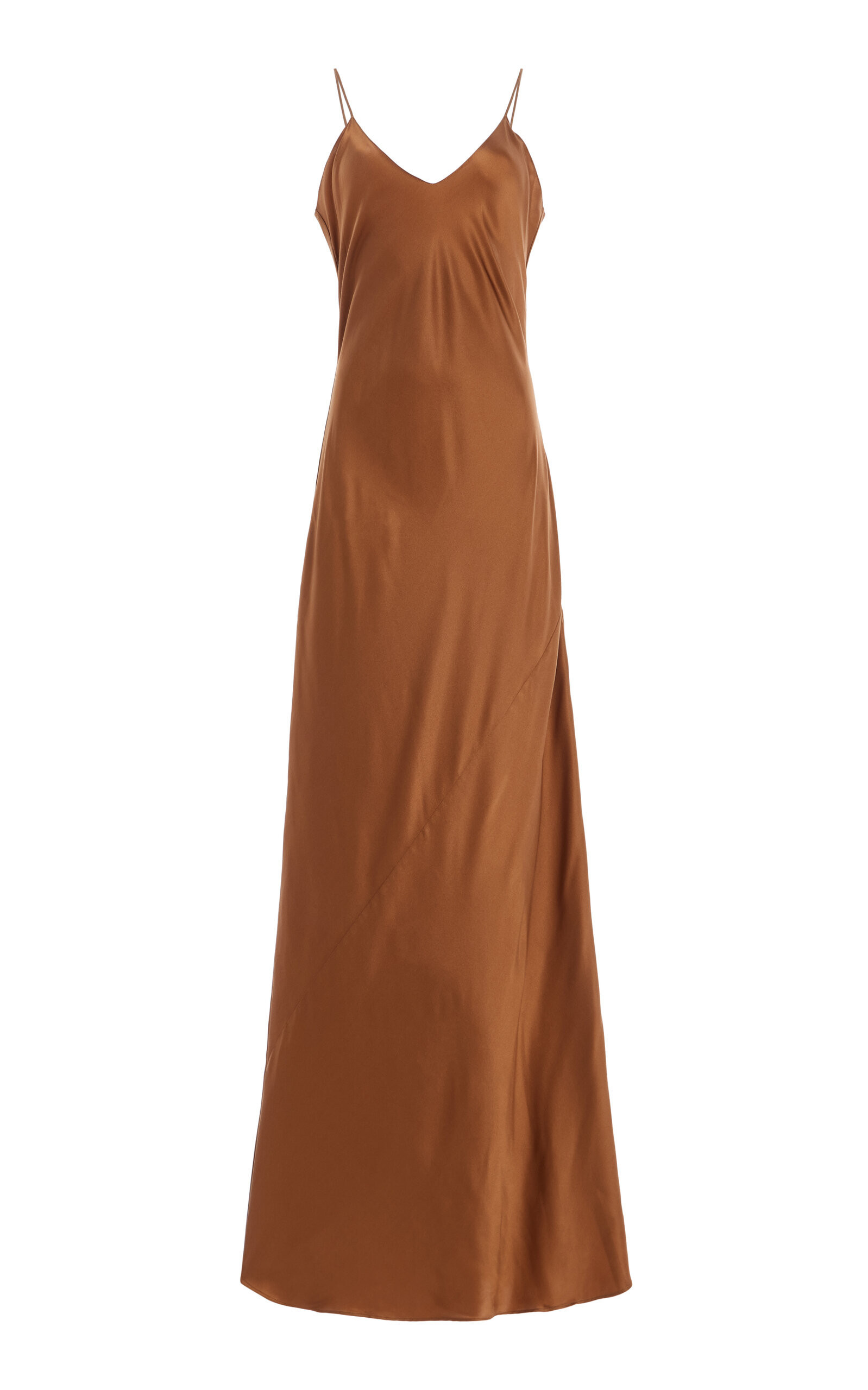 NILI LOTAN - Cami Silk Charmeuse Maxi Slip Dress - Brown - L - Moda Operandi | Moda Operandi (Global)