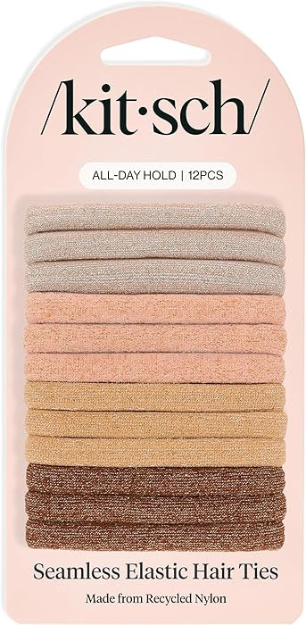 Kitsch Nylon Hair Ties No Damage - Stretchable Hair Bands for Strong All-Day Hold, Ponytail Holde... | Amazon (US)