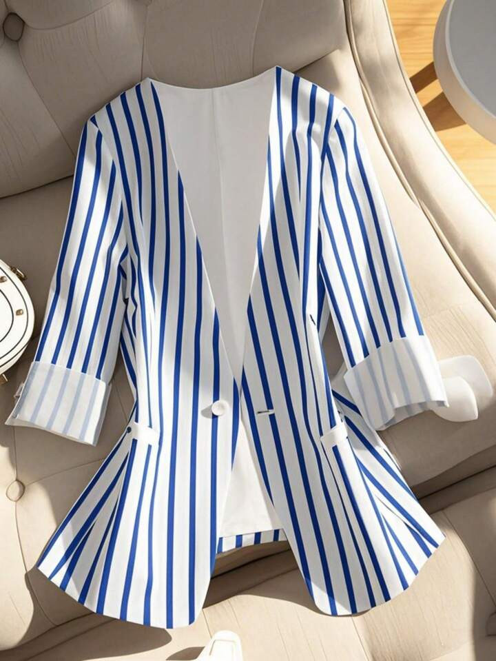 Franclia 3/4 Sleeve Fitted Leisure Jacket, Thin Casual & Versatile, Spring/Autumn | SHEIN