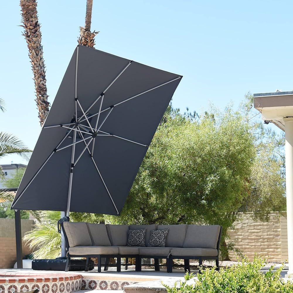 PURPLE LEAF 11 Feet Double Top Deluxe Square Patio Umbrella Offset Hanging Umbrella Cantilever Um... | Amazon (US)