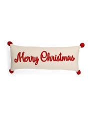 14x36 Merry Christmas Pillow With Poms | Throw Pillows | T.J.Maxx | TJ Maxx