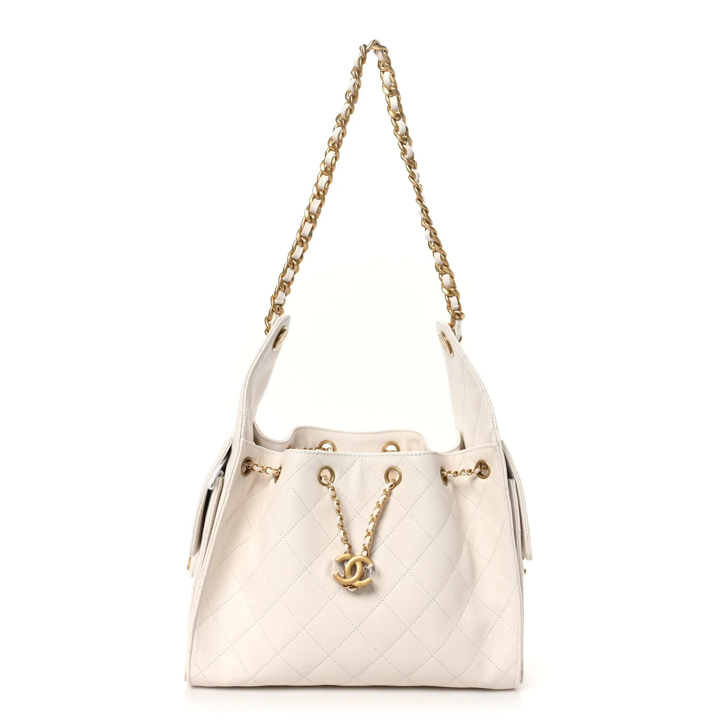 Caviar Quilted Small Chanel 25 Handbag White | FASHIONPHILE (US)