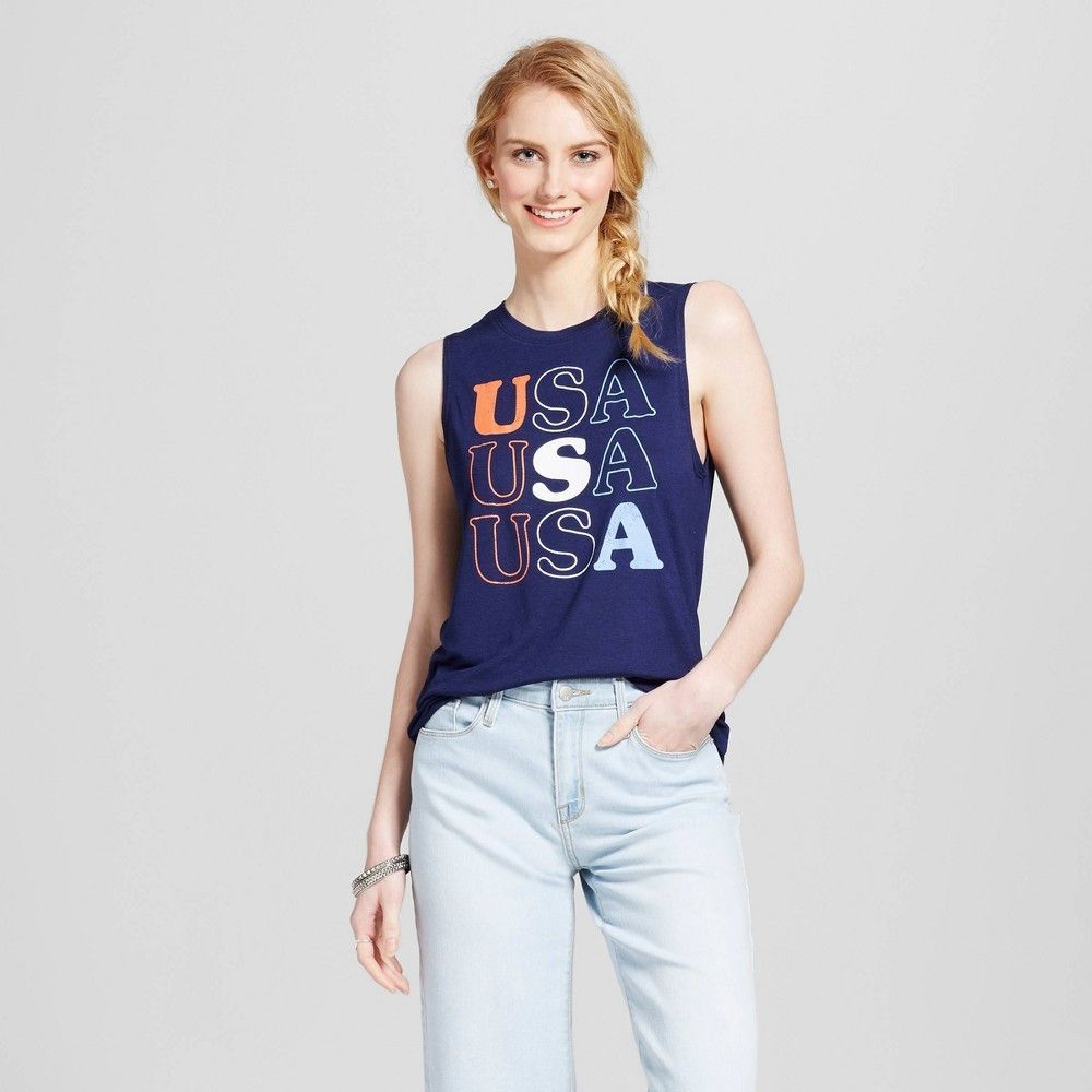 Women's USA Americana Tank Navy Blue XXL - Modern Lux (Juniors'), Size: XXL | Target