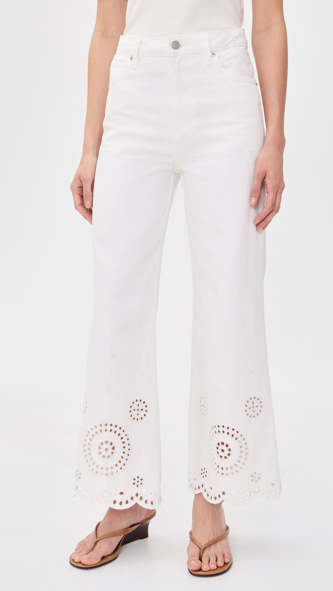 The Eyelet Wide Flare Jeans | Shopbop