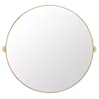Eldia 36 in. W x 36 in. H Iron Round Modern Gold Solid Frame Wall Mirror | The Home Depot