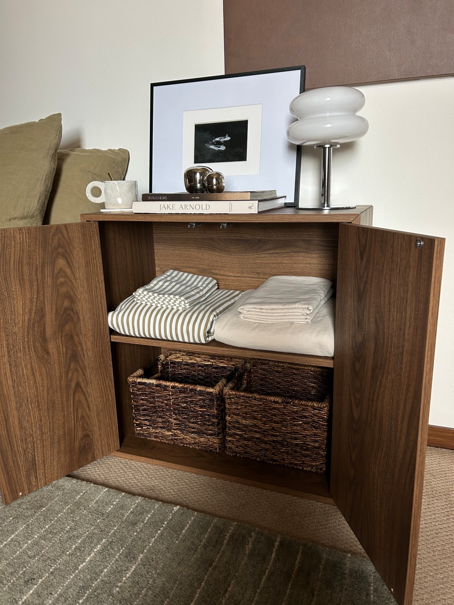 Home decor
Amazon lamp 
IKEA cabinet
Target basket
Amazon duvett