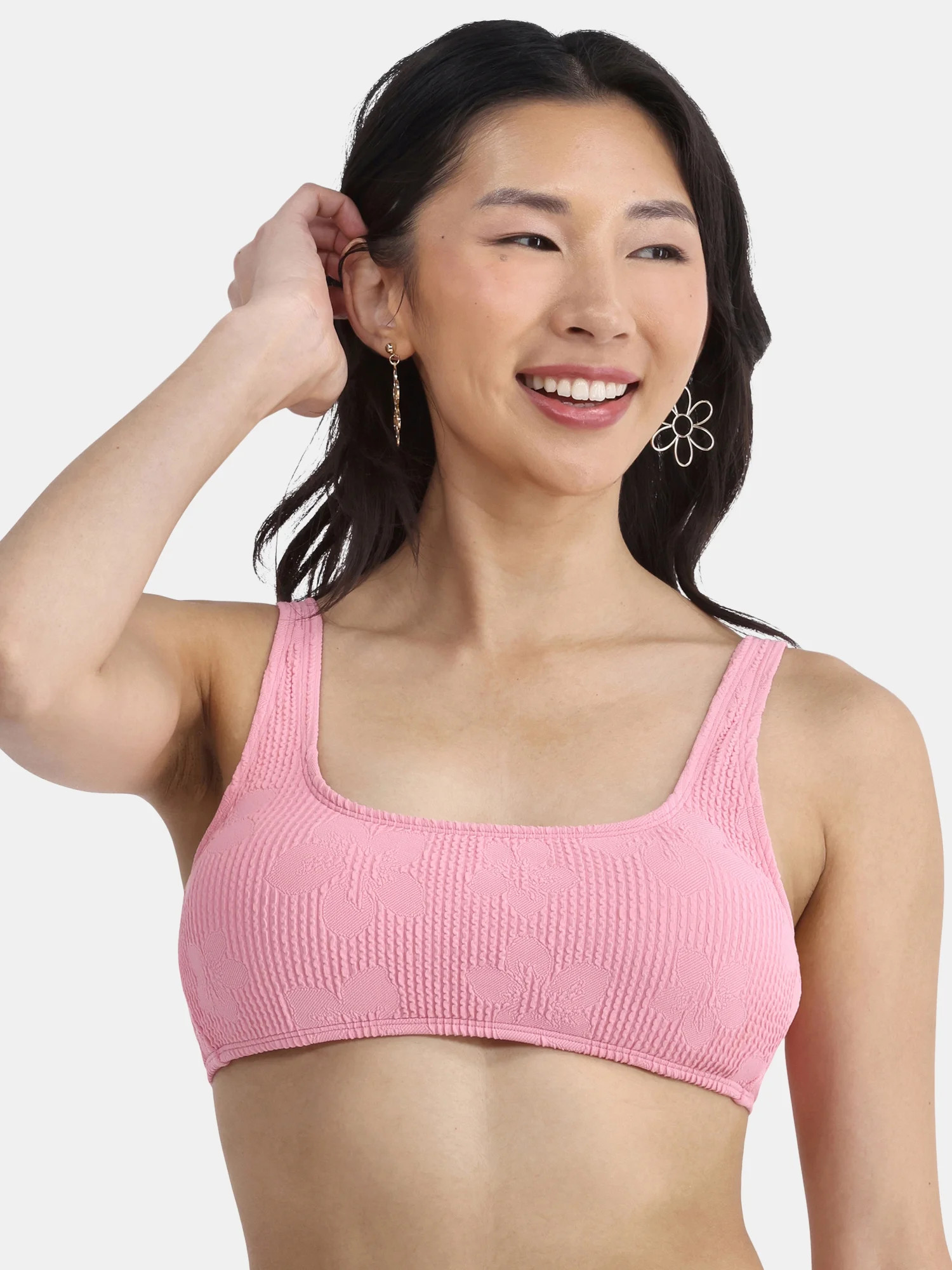 No Boundaries Women's Hibiscus Print Pucker Bikini Bralette, Sizes XXS - XL | Walmart (US)