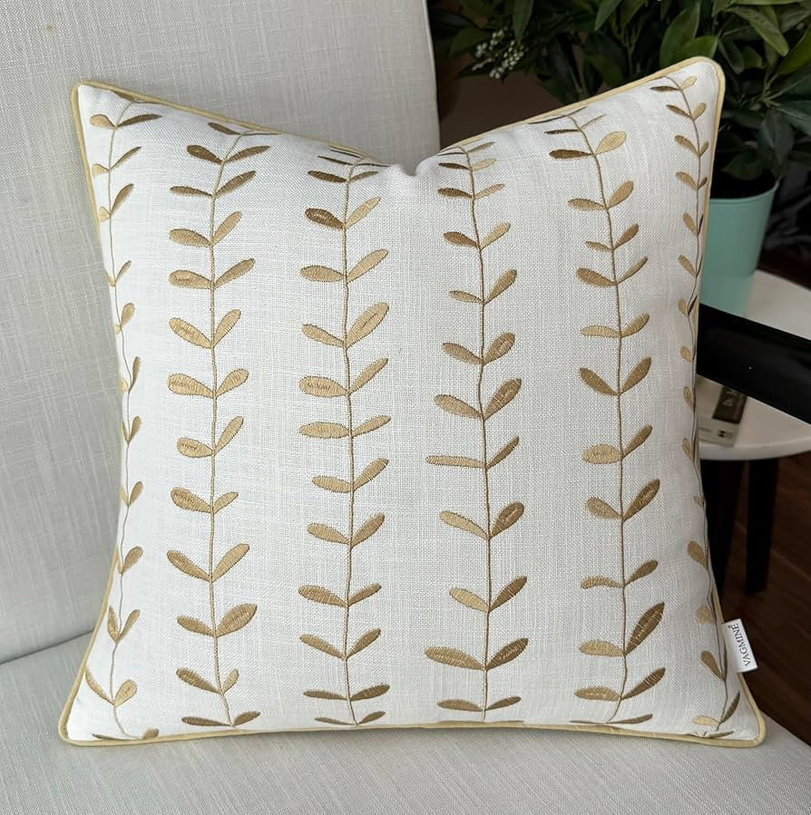 VAGMINE Hand Crafted Embroidered Cotton Square Decorative Accent Throw Pillow Cover - for Master ... | Amazon (US)