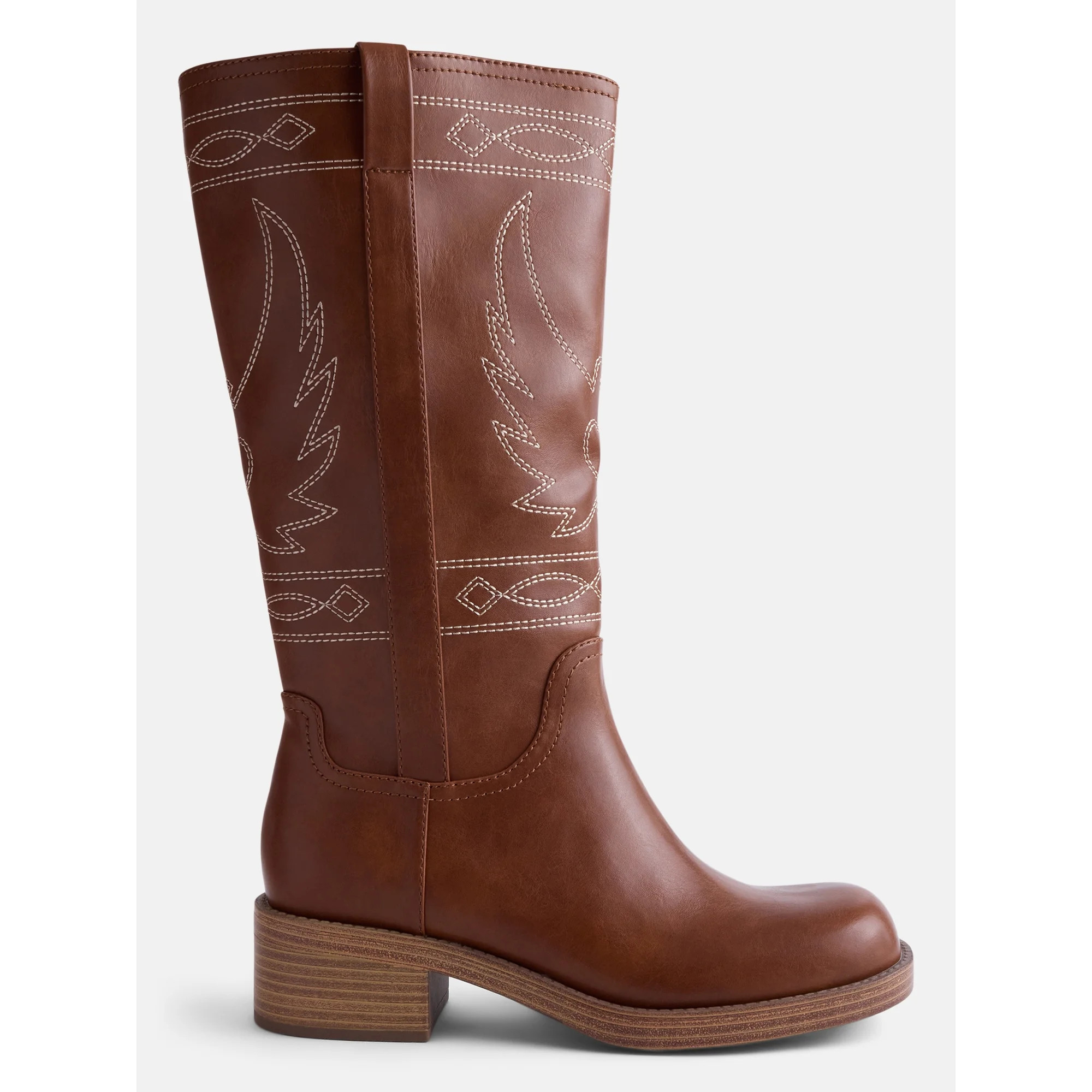 No Boundaries Women's Bird Embroidered Block Heel Boots | Walmart (US)