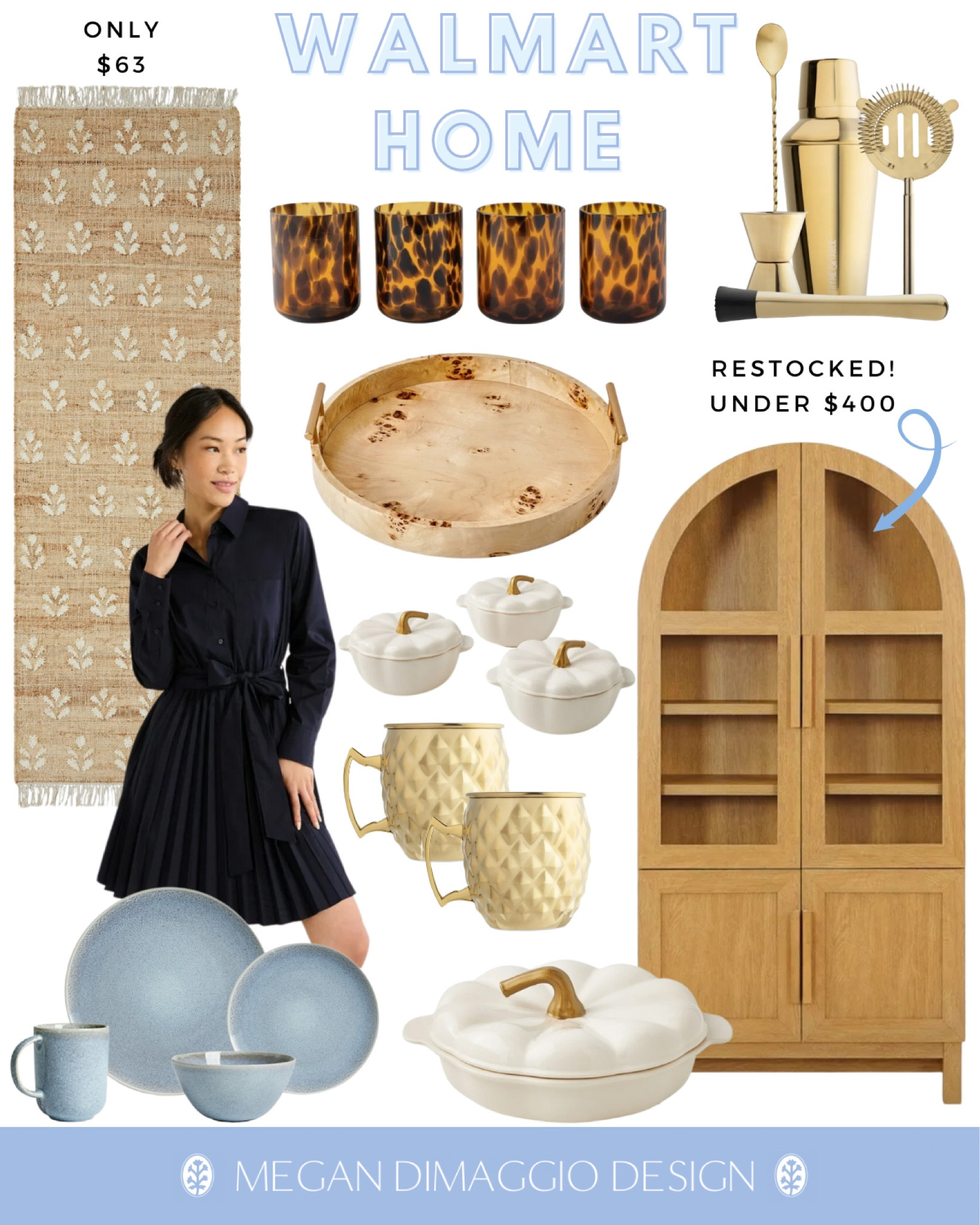 Pretty new affordable Fall dining finds from Walmart!! 😍🙌🏻🍂

Like these gorgeous designer inspired tortoise glasses, pretty pumpkin dishes, and how lovely is this burl wood tray?! 

Plus this block print jute runner AND viral arched display cabinet are both back in stock right now!!! 🙌🏻🛒🏃🏼‍♀️💨

#LTKFamily #LTKFindsUnder50 #LTKHome