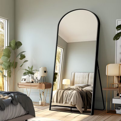PexFix 71 in. H x 31 in. W Arch Metal Full Length Mirror Floor Mirror in Black | Target