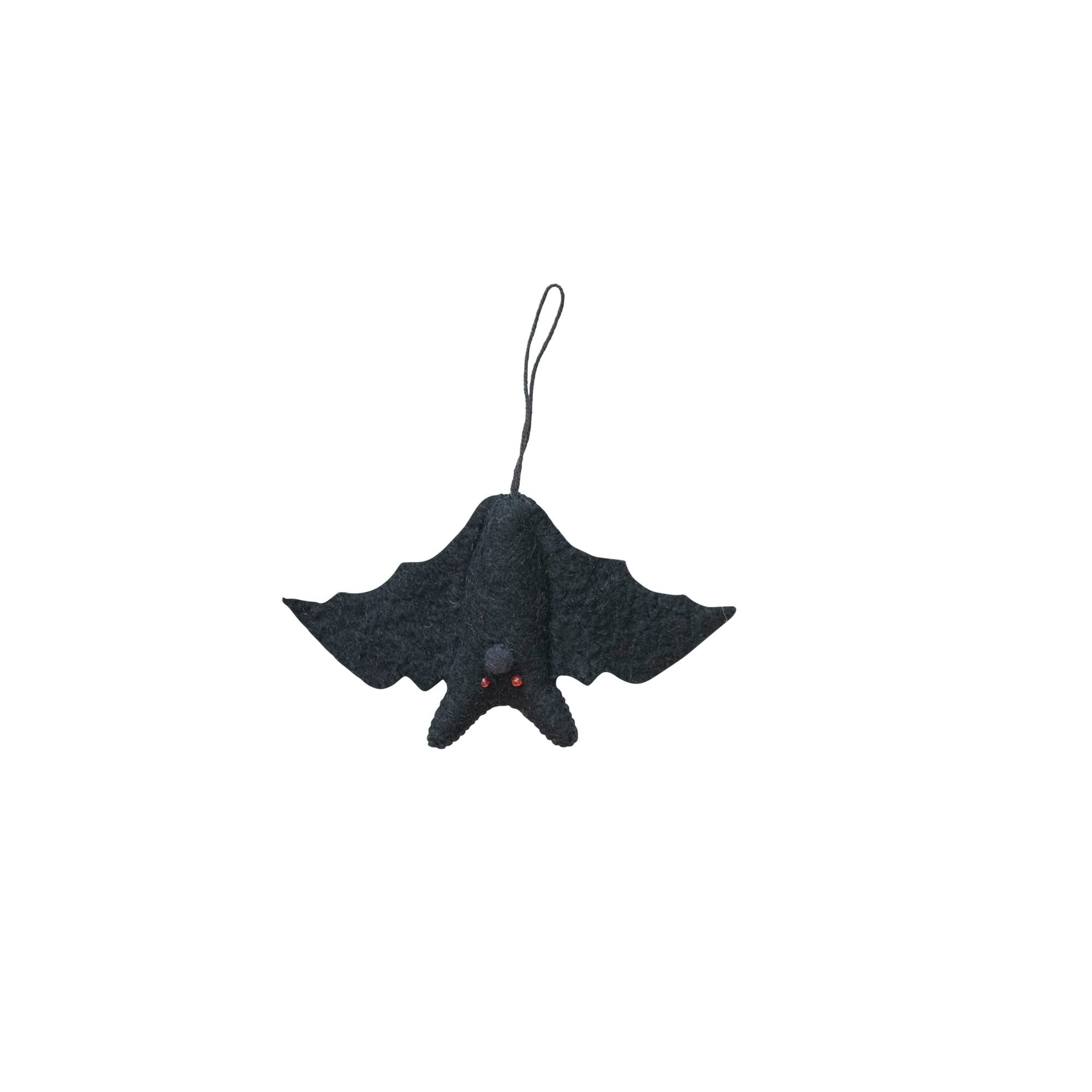 Creative Co-Op 7-1/2"L x 4-1/2"H Handmade Wool Felt Bat Ornament, Black | Amazon (US)