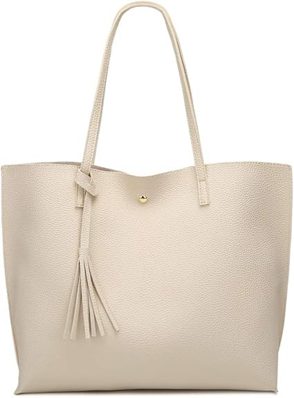 Women's Soft Faux Leather Tote Shoulder Bag from Dreubea, Big Capacity Tassel Handbag | Amazon (US)