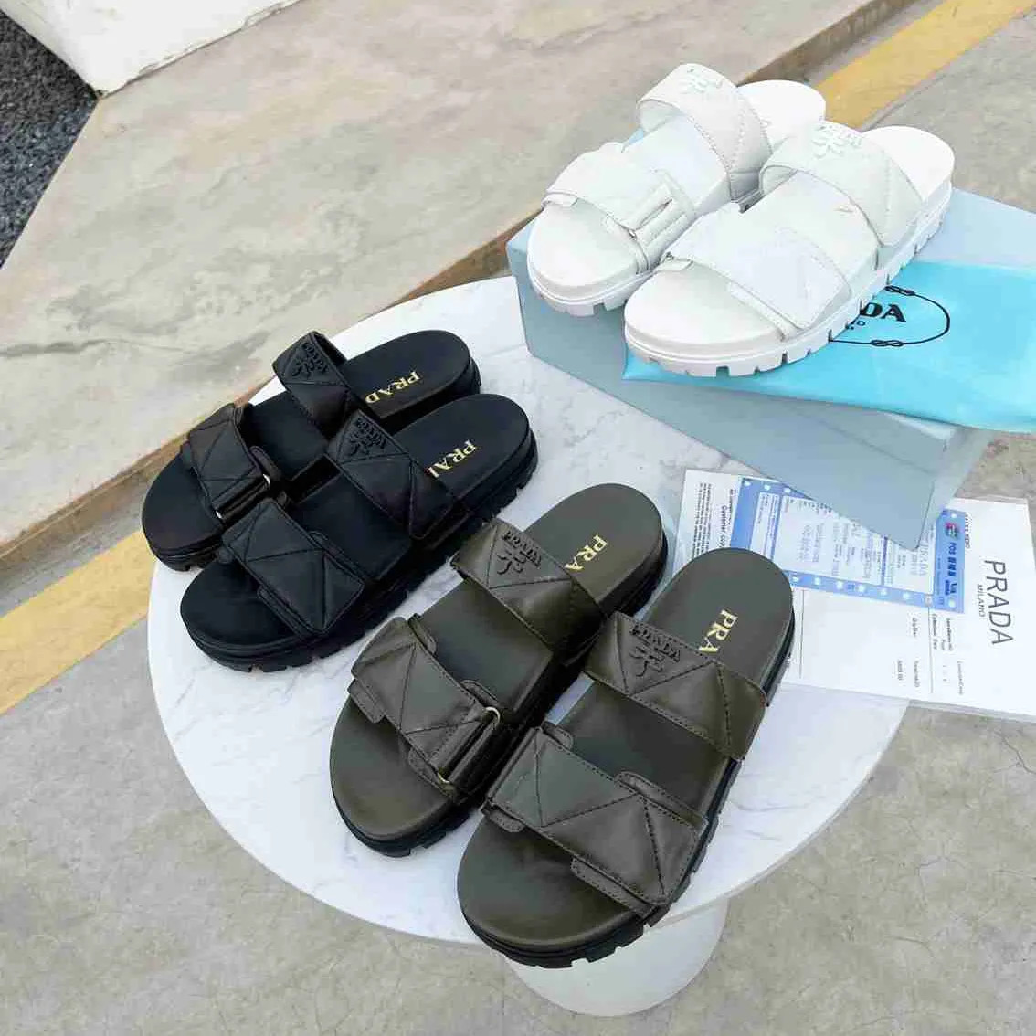 AAA PRADA High Quality Cowhide Sandal Candy Color Flats Shoes Women's Leisure Designer Outdoor Lu... | DHGate