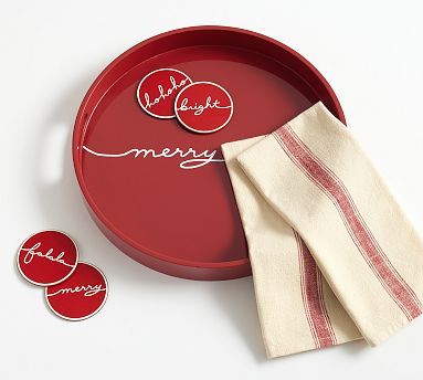 Merry Serving Tray, Tea Towels &amp; Coasters Gift Set | Pottery Barn (US)