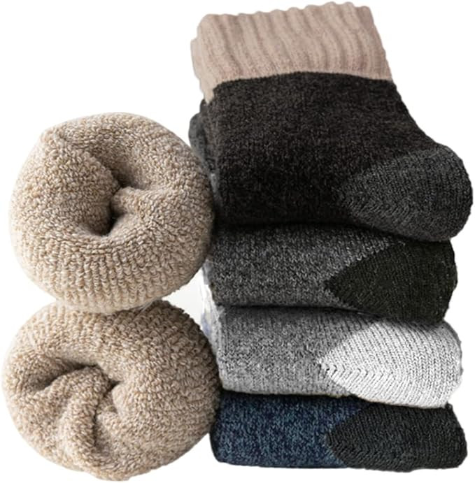 VoJoPi 5 Pairs Warm Wool Socks for Mens, Thermal Cushioned Sport Work Cozy Boot Socks Winter Sock... | Amazon (CA)
