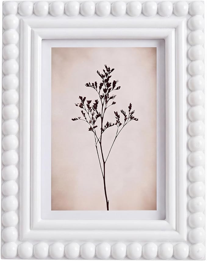 5 x 7 Picture Frame, Wood Beaded Photo Frame, White, 1 Pack | Amazon (US)