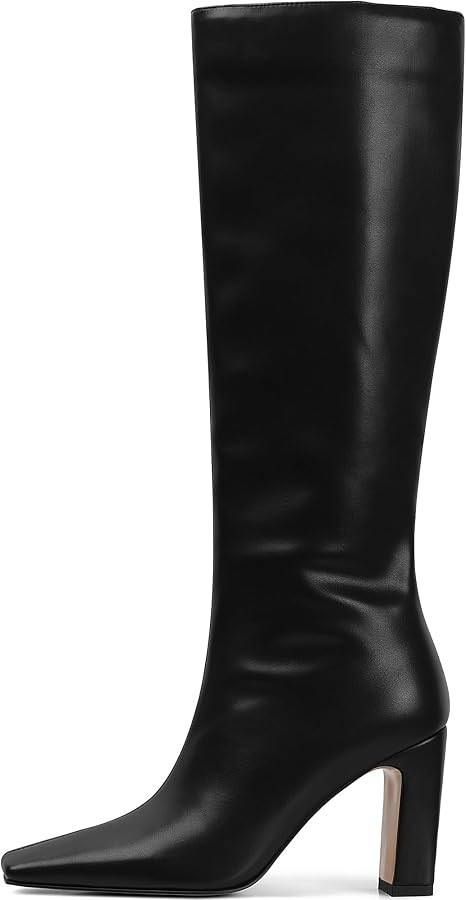 Knee High Boots Women Square Toe Chunky Heel Classic Tall Boots | Amazon (US)