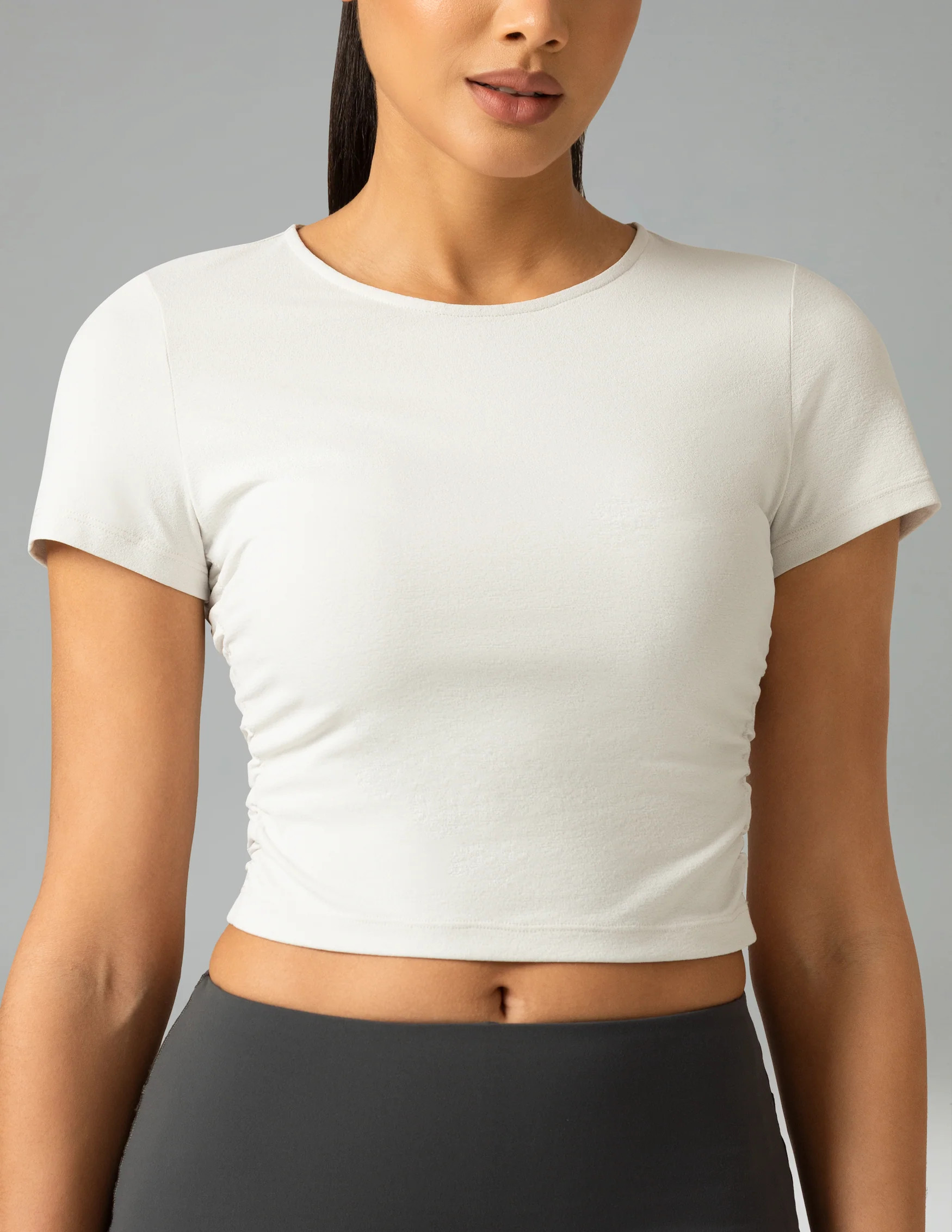 Sorona Ruched Crew Neck Cropped T-Shirt – Slim Fit | Colorfulkoala