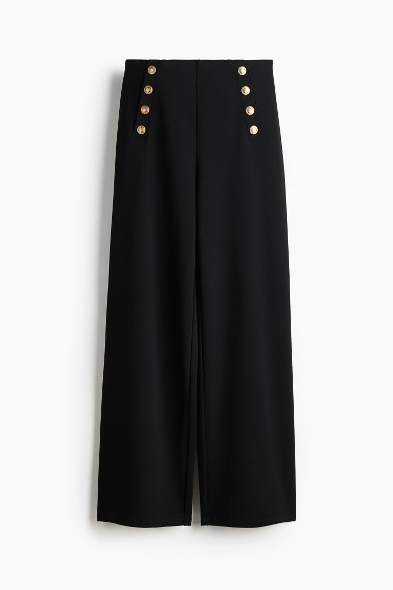 Button-front Pants - Black - Ladies | H&M US | H&M (US + CA)