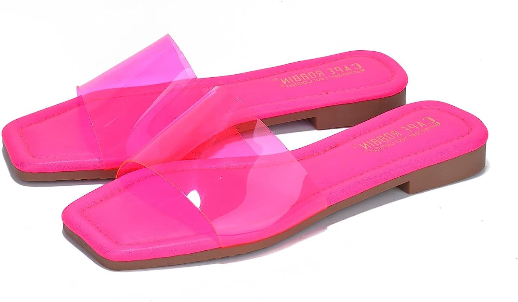 Cape Robbin Mariah Clear Sandals Slides for Women Hot Pink Slide Sandals Summer Fall Shoes 2023 | Amazon (US)