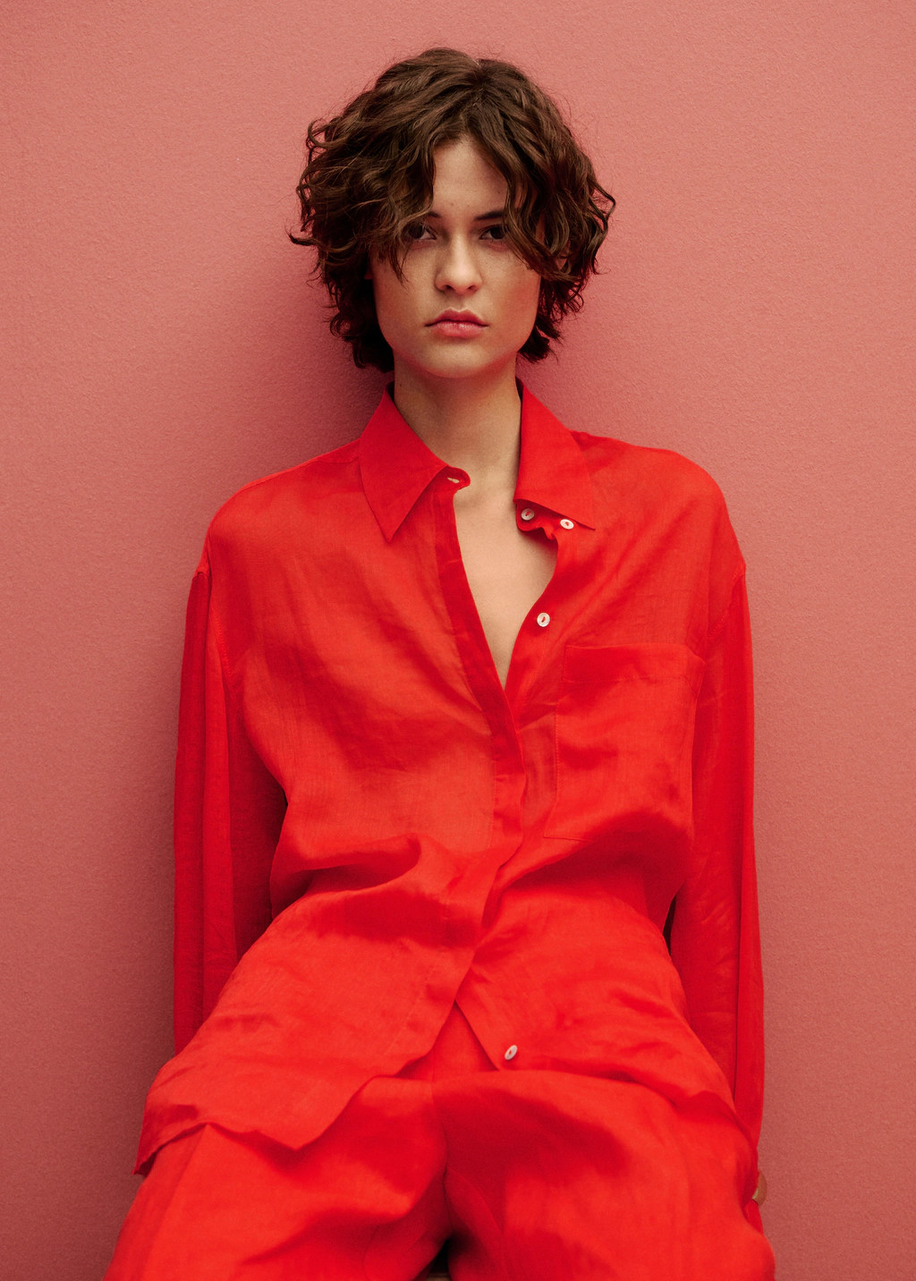 Regular ramie shirt pocket - Women | MANGO United Kingdom | MANGO (UK)