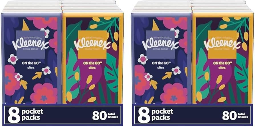 Kleenex Trusted Care Facial Tissues, 8 On-The-Go Travel Packs, 10 Count (Pack of 16) | Amazon (US)