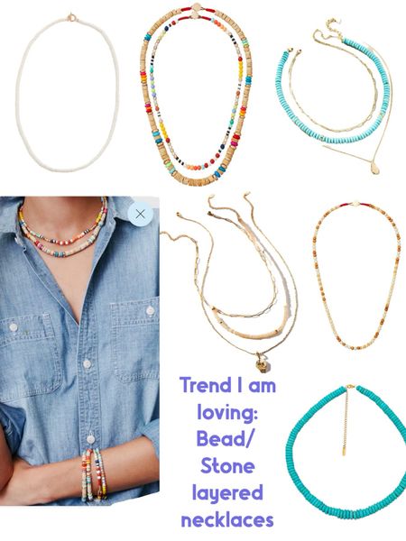 Loving a colorful stone or neutral beaded necklace layered for Spring/Summer! I have the bottom right turq and its so good and under $100. The prelayered ones are great if you dont know how to layer on your own! 

#LTKstyletip #LTKfindsunder100 #LTKfindsunder50