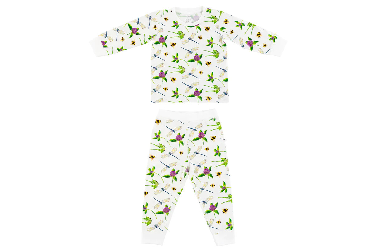 Bamboo Jersey Two-Piece Long Sleeve PJ Set - Eric Carle Garden Flight | Nest Designs